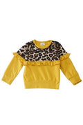 Mustard leopard ruffle top
