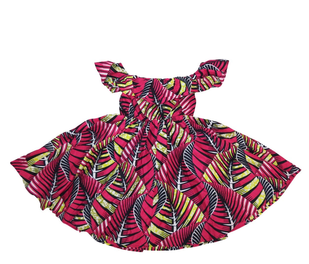 Pink wax print over shoulder dress